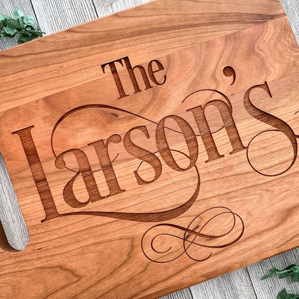 Personalized White Barn Wood Font 4 Design Tempered Glass Cutting Board