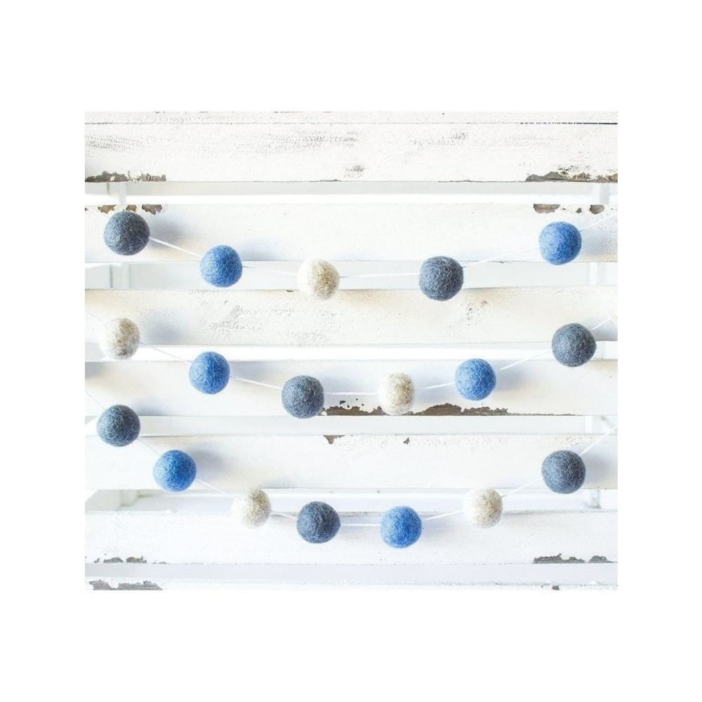 Blue & Gray Felt Ball Garland