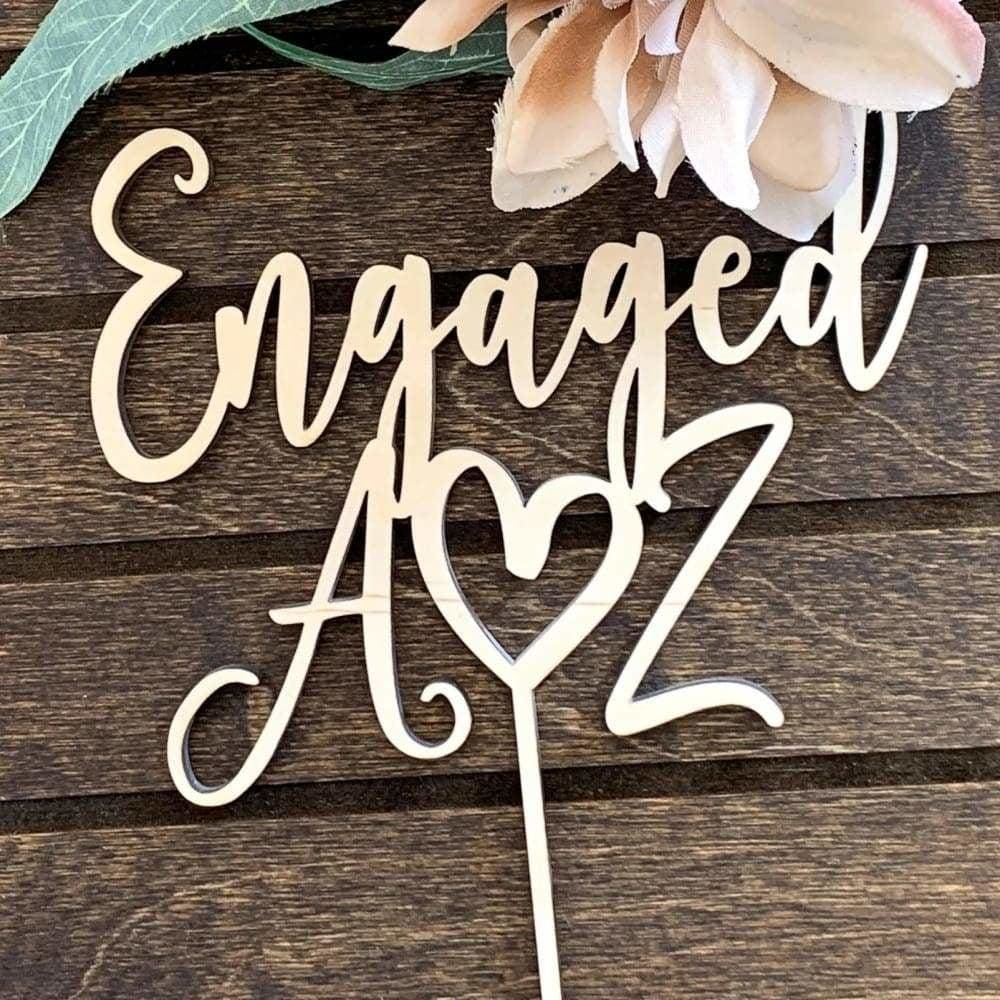 Engaged Cake Topper - Gold & Silver Toppers - XOXOKristen