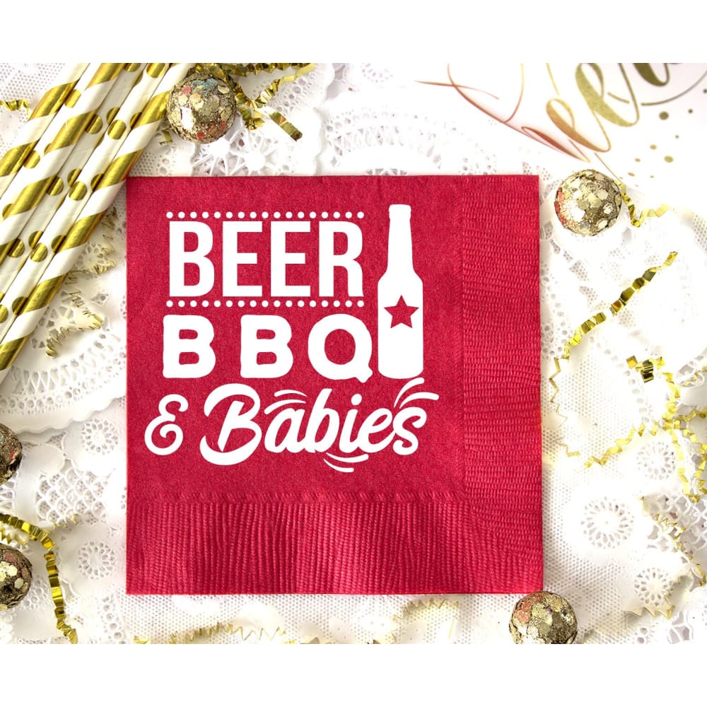 BBQ Baby Shower Napkin - Couples Baby Shower - Custom Color Napkins - Baby Shower Decor - Dad to Be Napkins - Celebrate Napkins